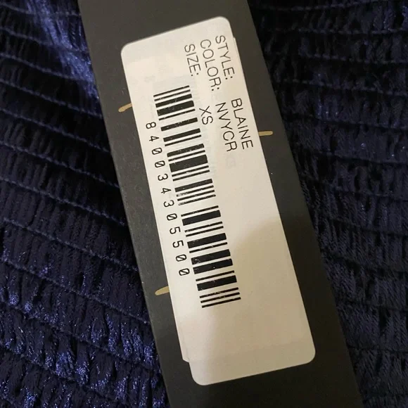 Petersyn Blaine Navy Velvet Off Shoulder Top XS EXTRA SMALL NEW NWT REG $298 - Picture 3 of 3